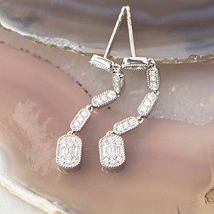 Grace Diamond Statement Drop Earrings in 18k White Gold