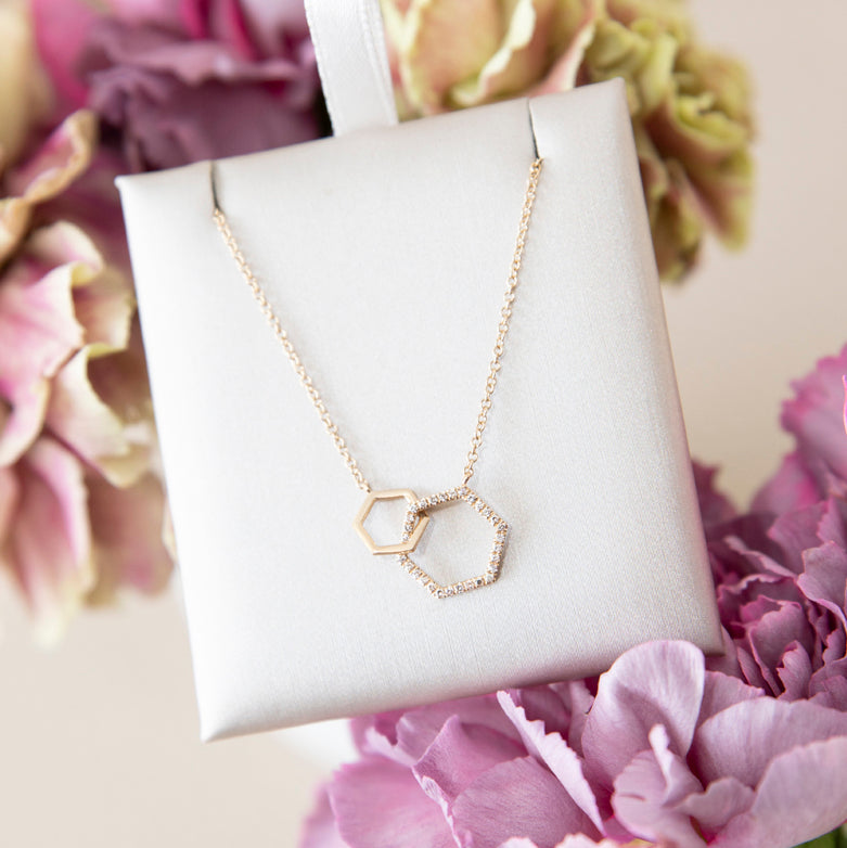 Diamond Interlocking Hexagon Necklace