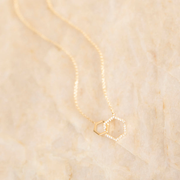Diamond Interlocking Hexagon Necklace