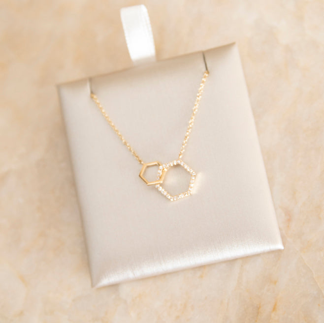 Diamond Interlocking Hexagon Necklace