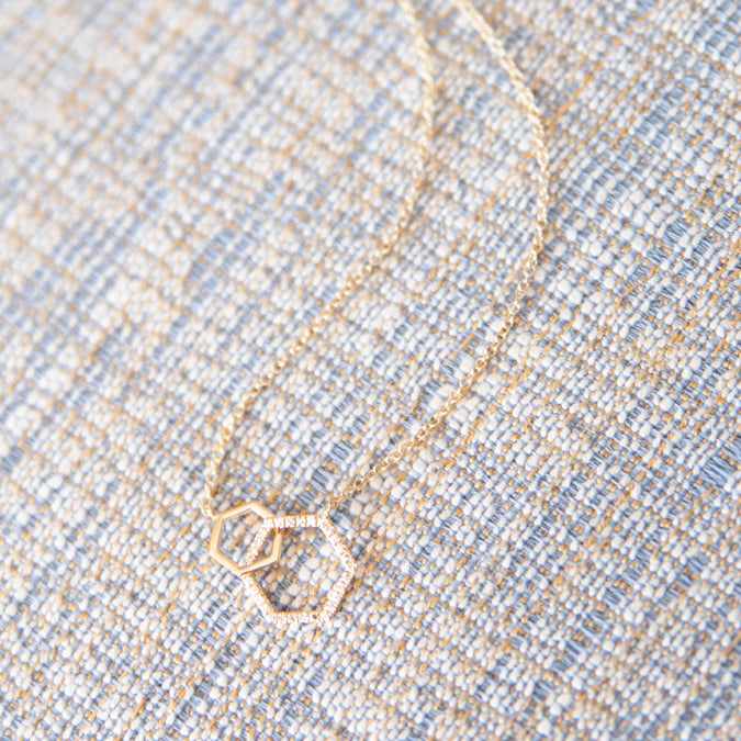 Diamond Interlocking Hexagon Necklace