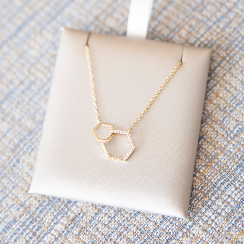 Diamond Interlocking Hexagon Necklace