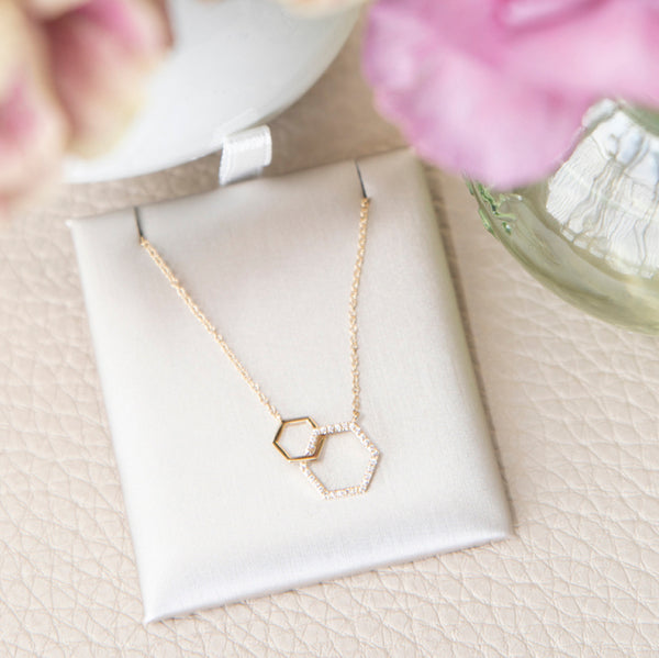 Diamond Interlocking Hexagon Necklace