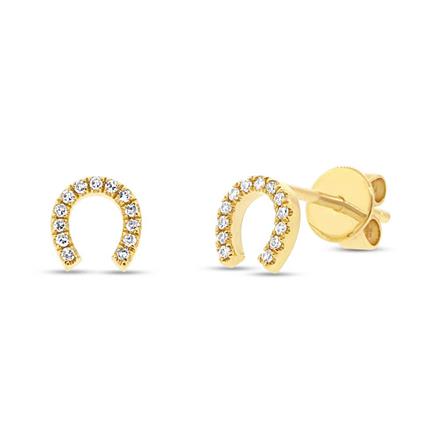 Lucky Horseshoe Diamond Stud Earrings