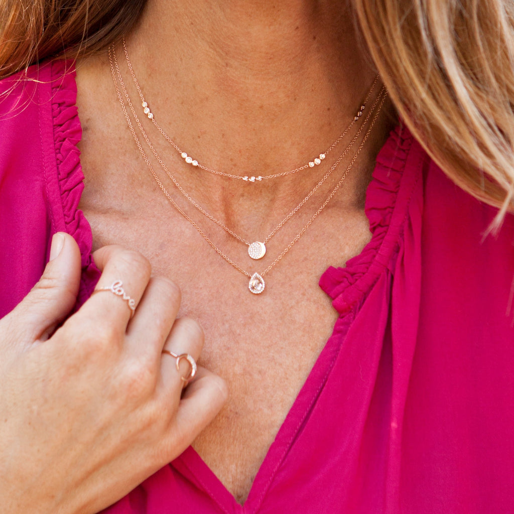 Pear Shaped Rose Cut White Topaz Halo Necklace