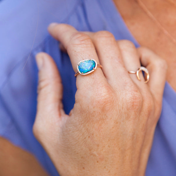 Bespoke Opal and Diamond Halo Ring