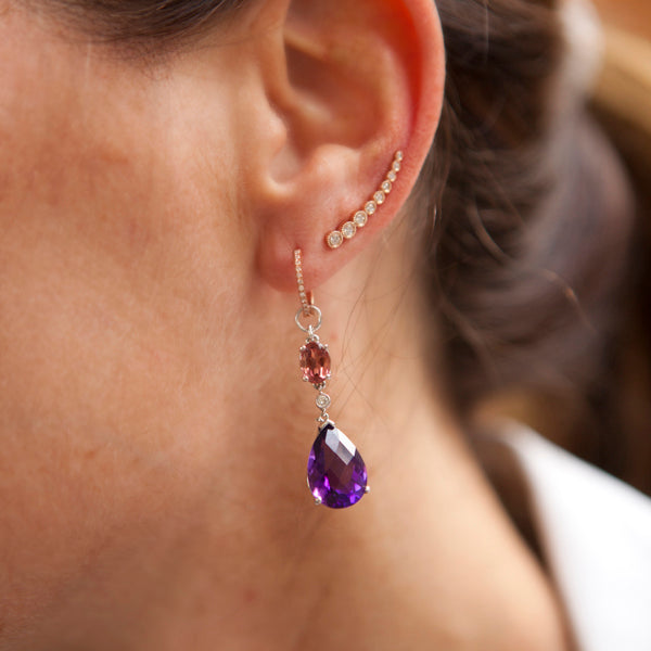 Bespoke Earring Charms with Amethyst and Tourmaline