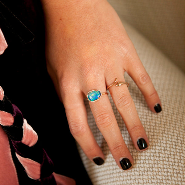 Bespoke Opal and Diamond Halo Ring