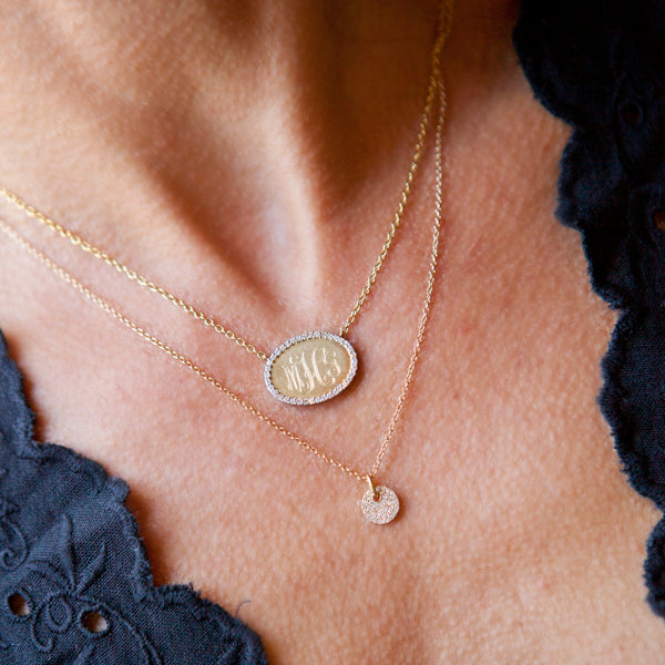 Bespoke Initial Necklace in Matte Gold with Diamonds