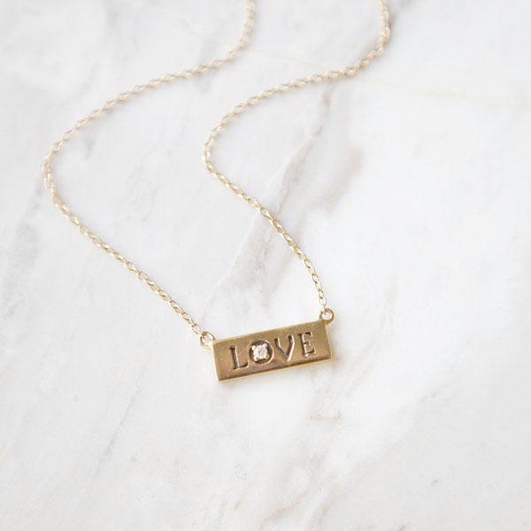 Hand stamped Love Necklace