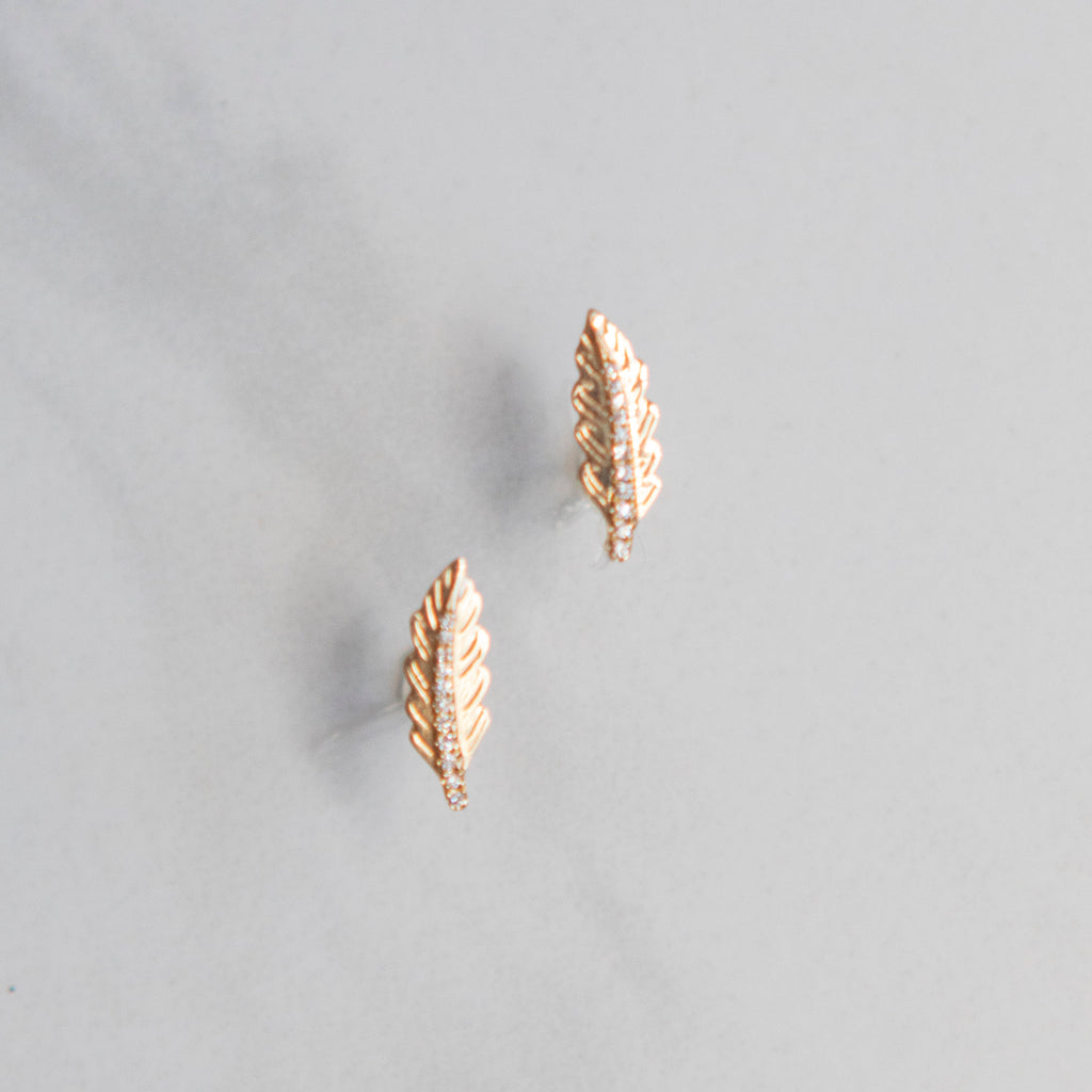 Golden Leaf Diamond Studs