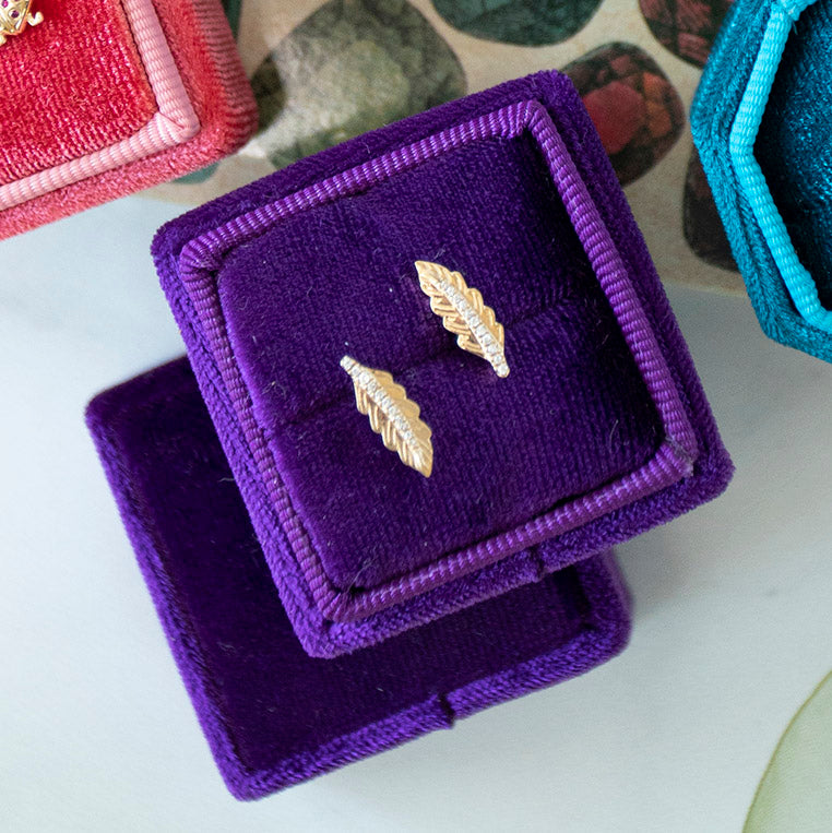 Golden Leaf Diamond Studs