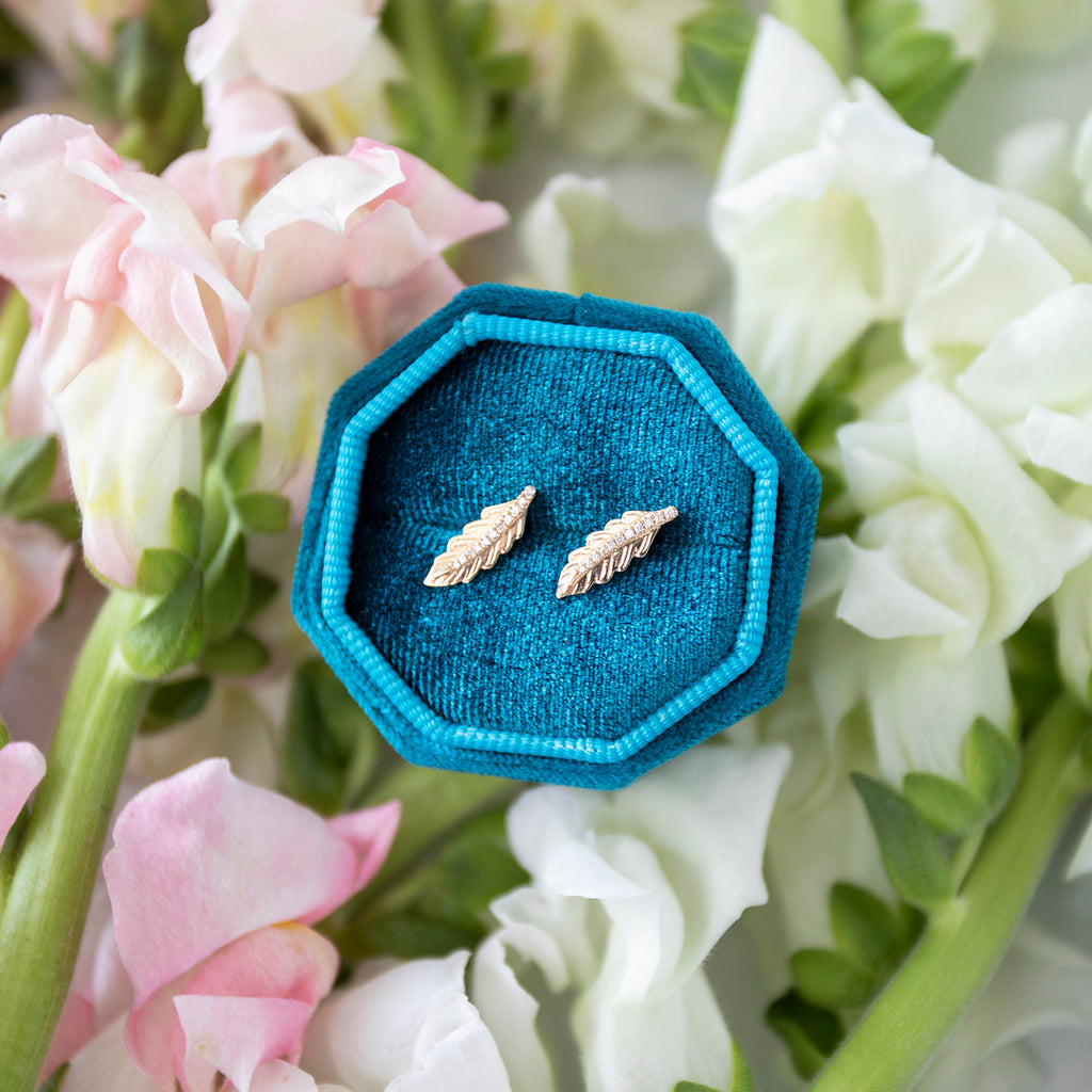 Golden Leaf Diamond Studs