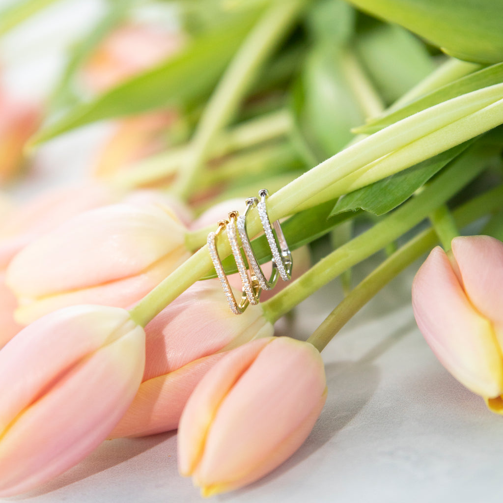 Oval Link Diamond Hoops in 14k Yellow Gold