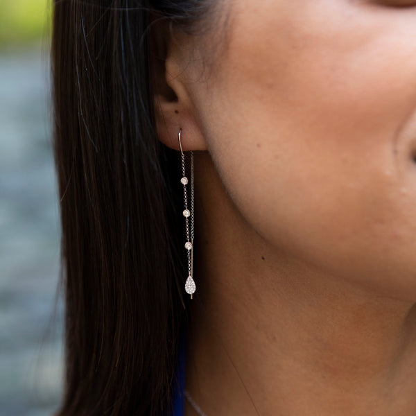 Perfect Pear Diamond Threader Earrings