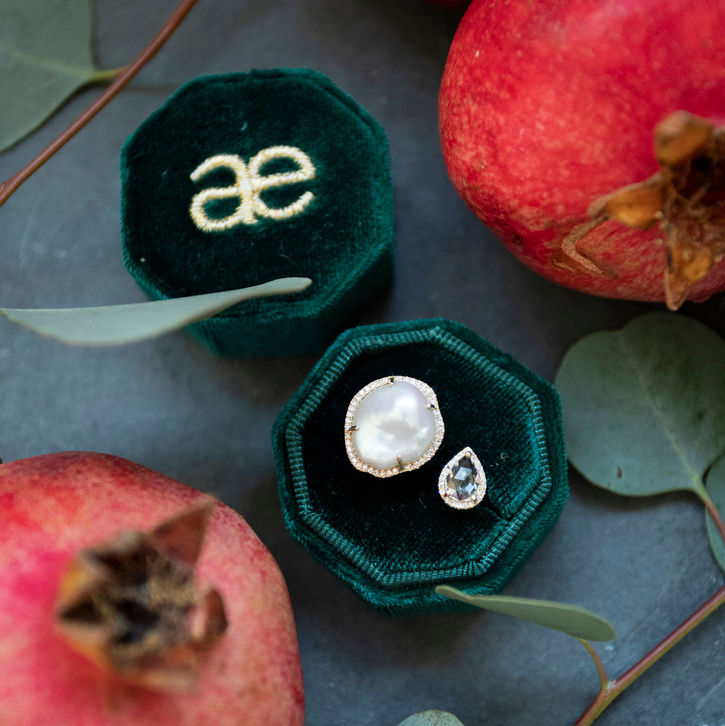 Rosecut White Topaz and Baroque Pearl Duo Ring