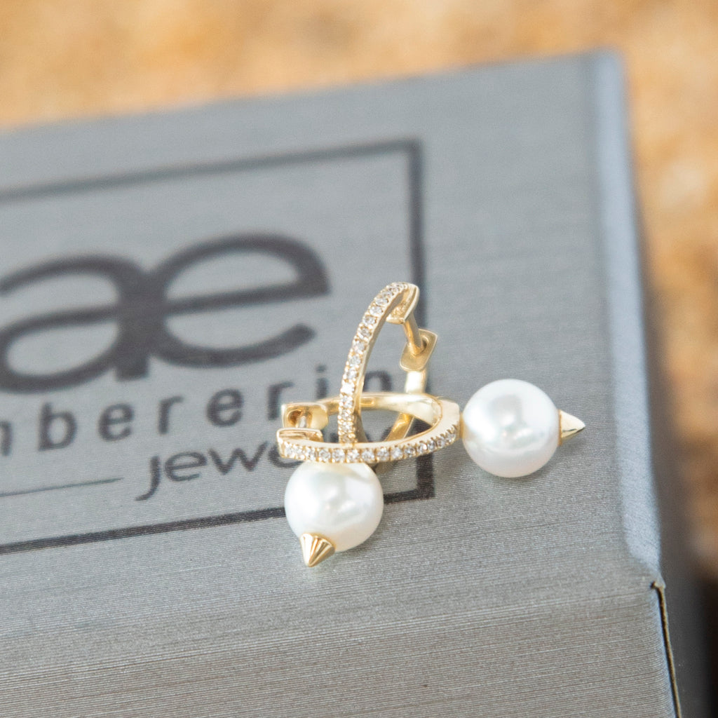 Diamond and Pearl Spiked Huggies
