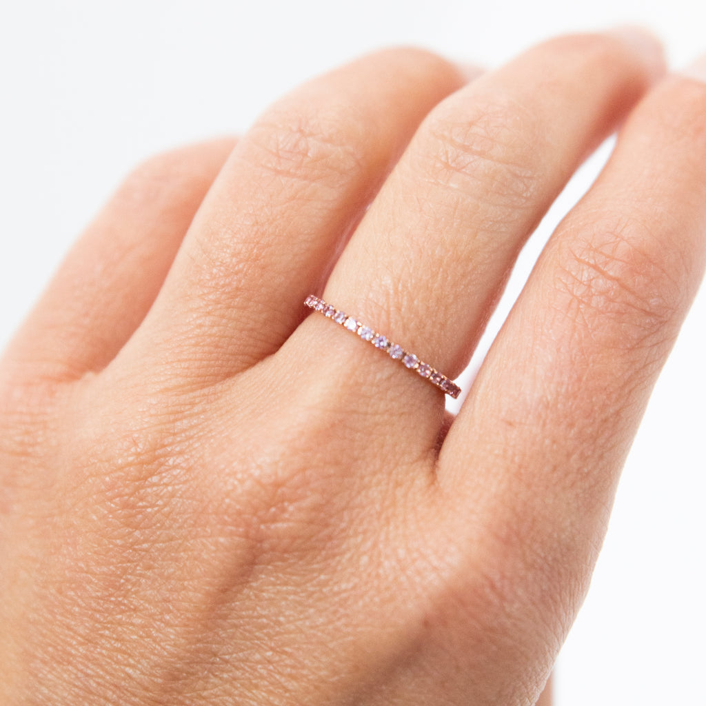 Pink Sapphire Eternity Band in 14k Rose Gold