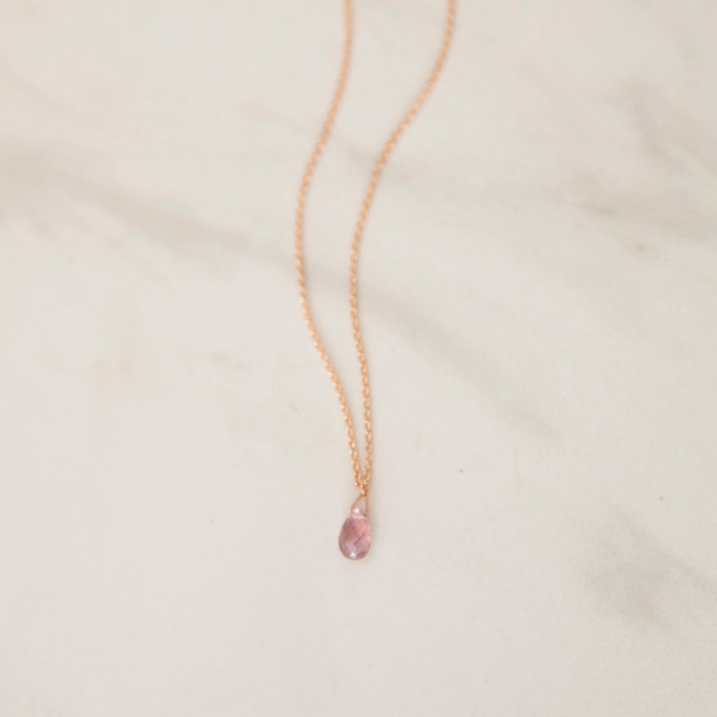 Bespoke Pink Sapphire Briolette Necklace in Rose Gold