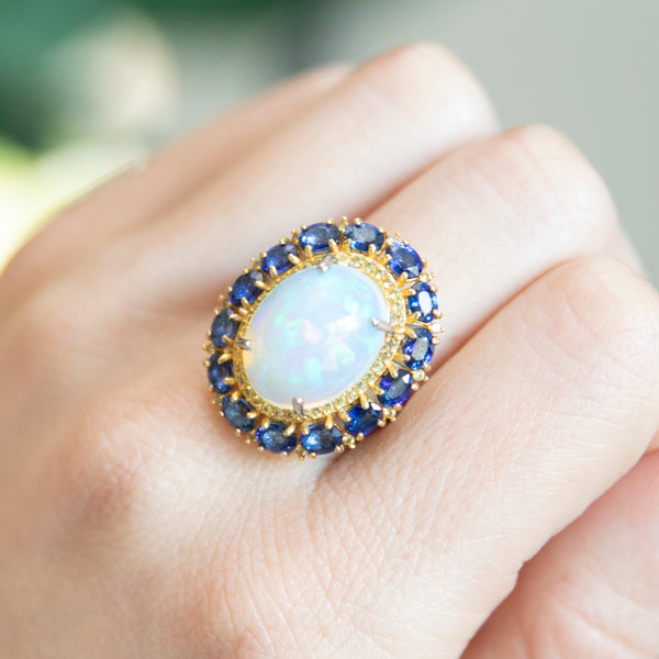 Opal and Sapphire Ascot Ring