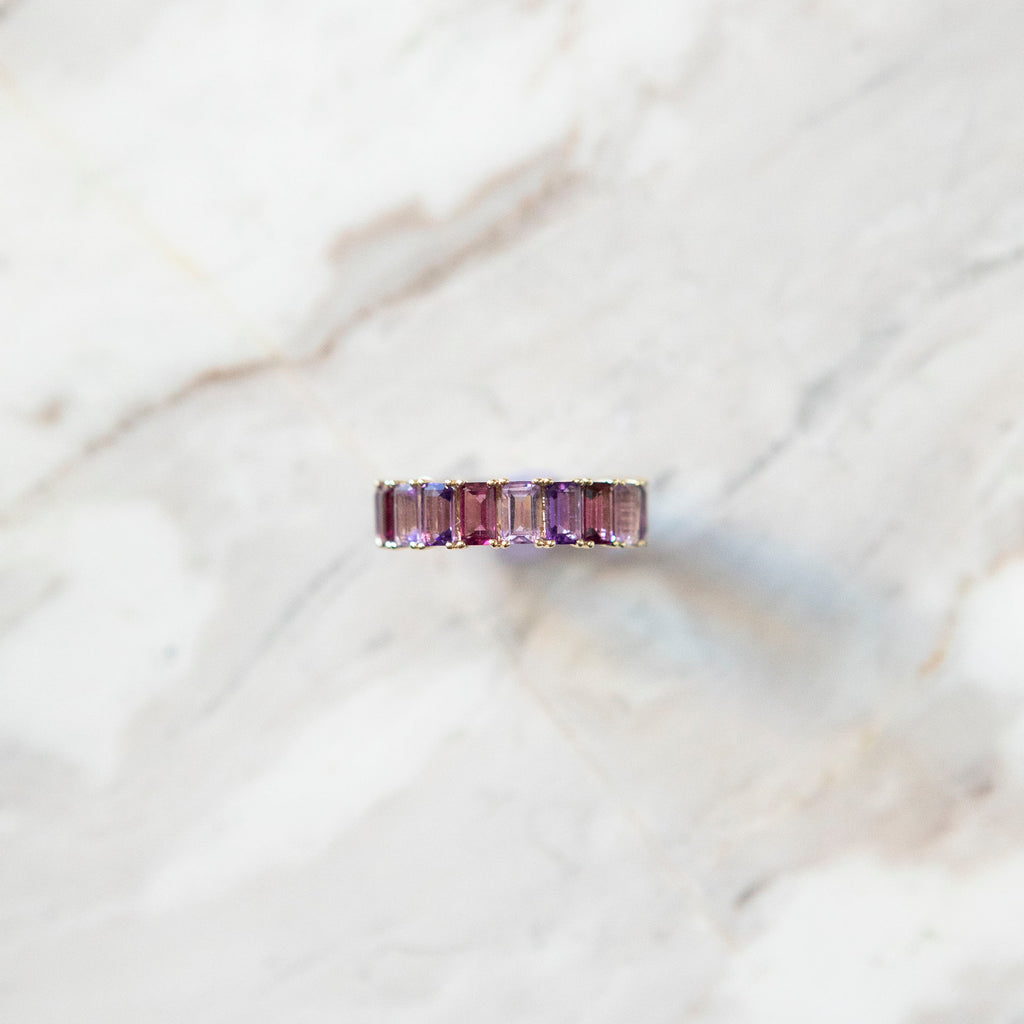 Shades of Violet Emerald Cut Eternity Band