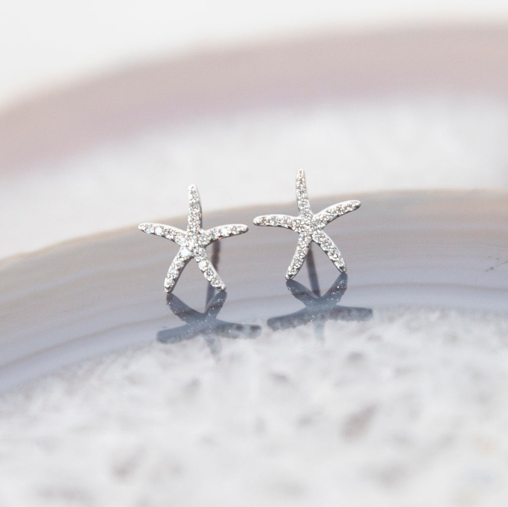 Large Starfish Diamond Stud Earrings