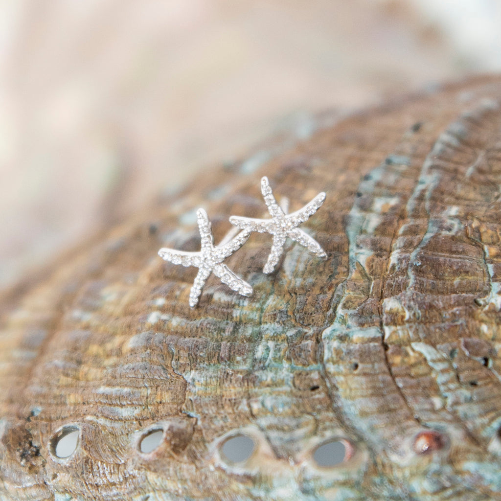 Large Starfish Diamond Stud Earrings