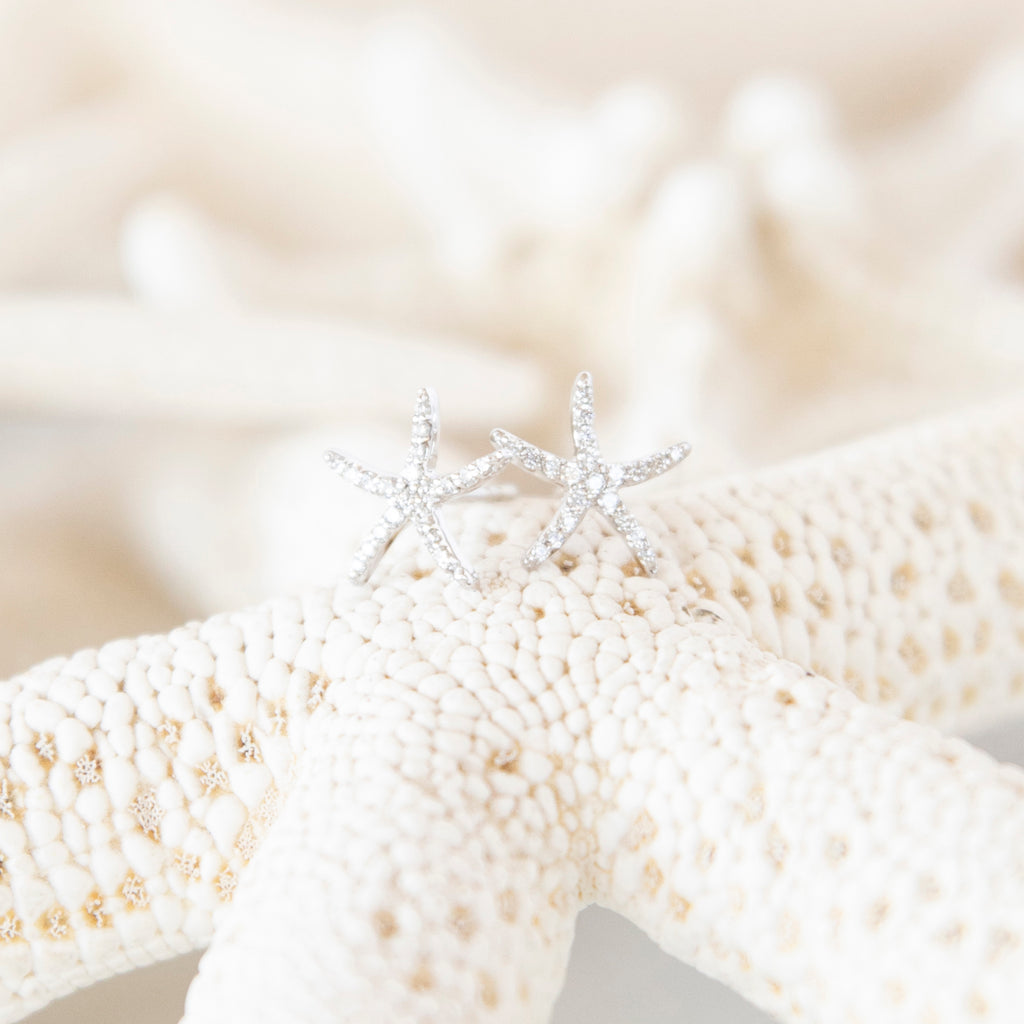 Large Starfish Diamond Stud Earrings