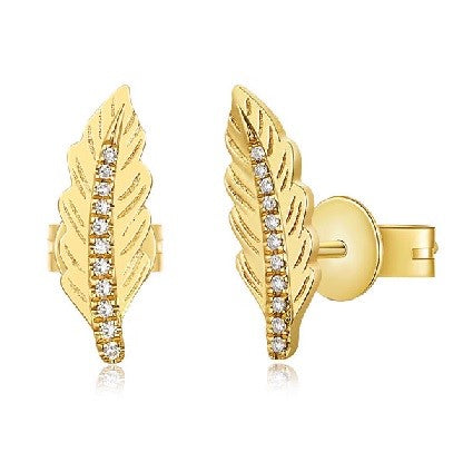 Golden Leaf Diamond Studs