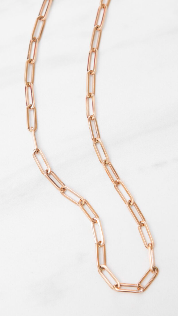 Extra Large Italian Solid Gold 16" Paper Clip Necklace