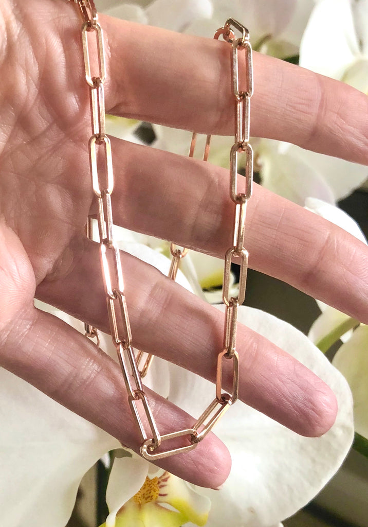Extra Large Italian Solid Gold 16" Paper Clip Necklace