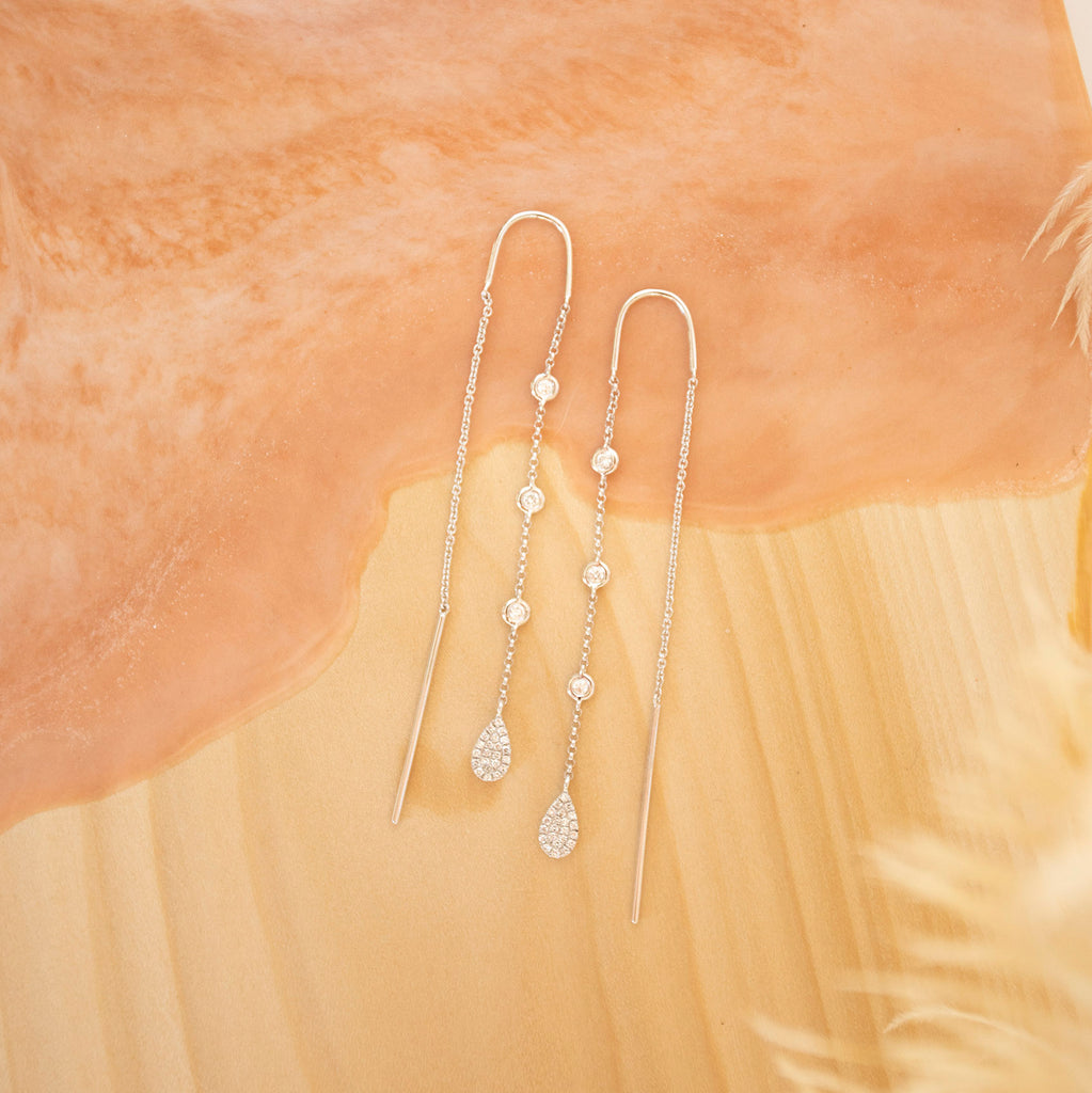 Perfect Pear Diamond Threader Earrings