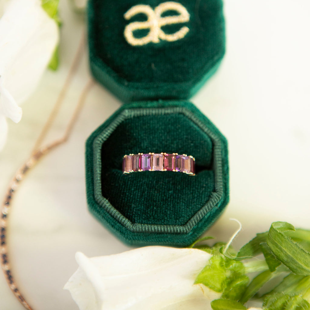 Shades of Violet Emerald Cut Eternity Band