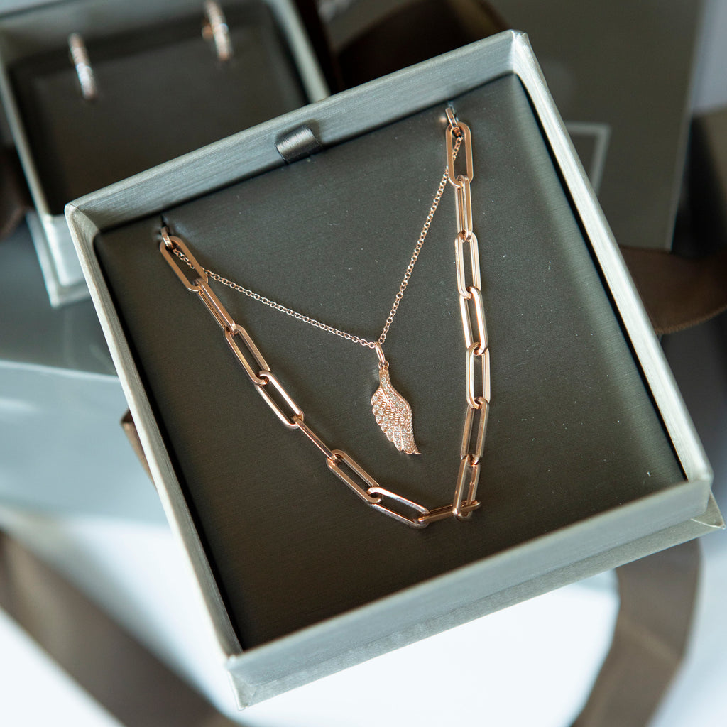 Extra Large Italian Solid Gold 16" Paper Clip Necklace